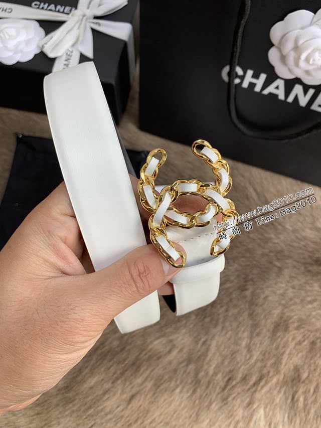Chanel女士皮帶 香奈兒小香鑽圈雙面用小牛皮腰帶  jjp1168